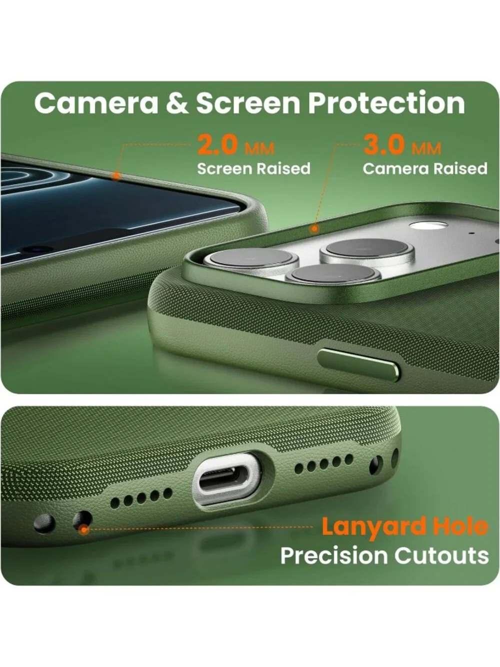 iPhone 17 Pro Green Techwoven Drop Protection Shockproof Skin-Friendly Case